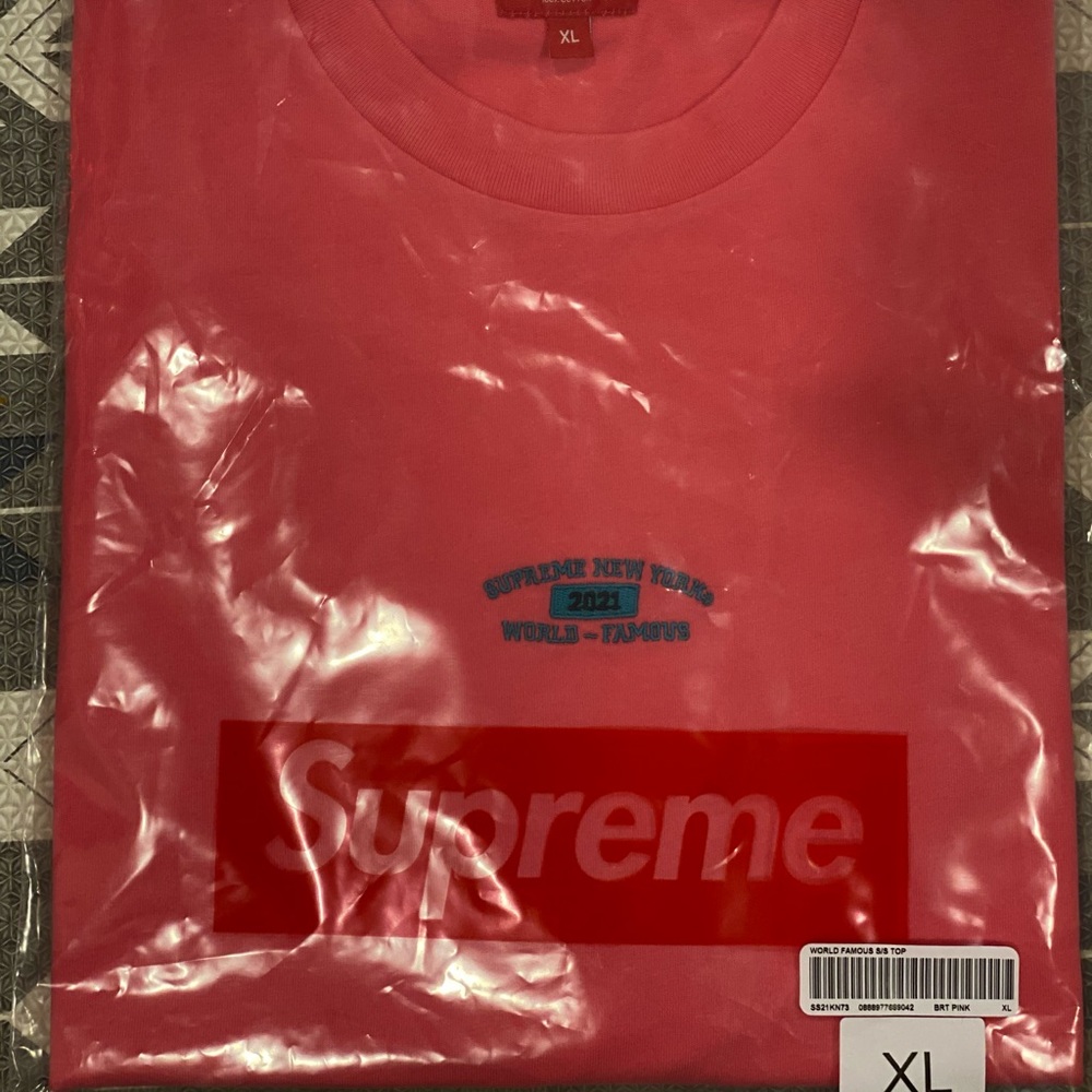 Supreme World Famous SS embroidered Bright Pink XL - Picture 10 of 16